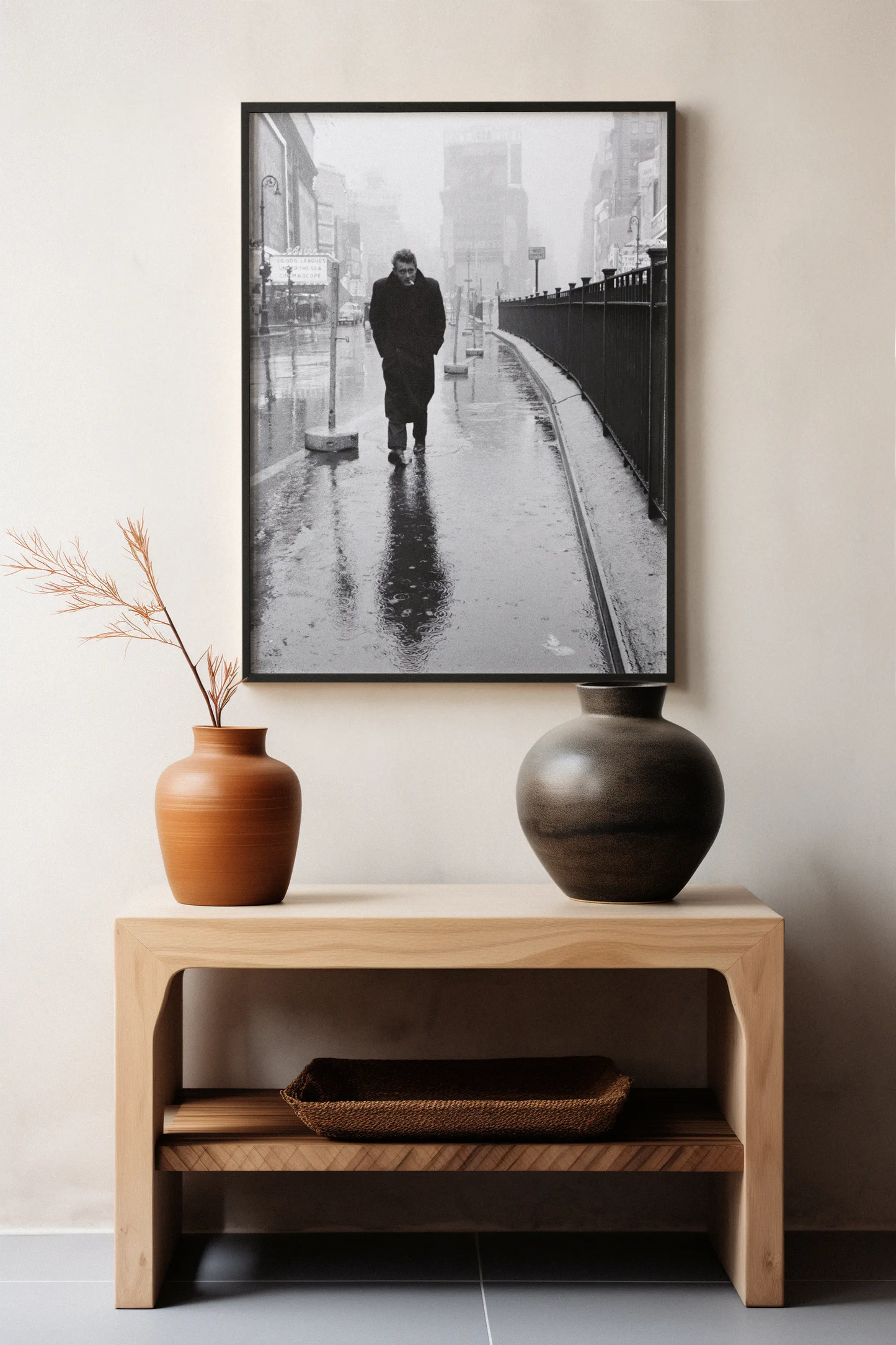 Poster photo James Dean marchant sous la pluie Times Square, icone du cinéma Trendsandprints